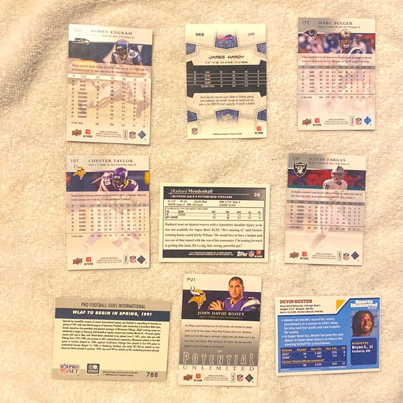 Lot of 9 Football Trading Cards - 1990, 2007, 2008 & 2009, Topps, Score & others - Picture 3 of 3